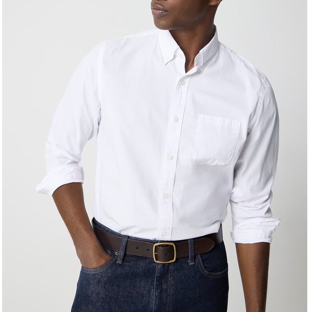 J.Crew Flex Washed Shirt Mens XXL White Slim Fit Stretch Preppy Business Casual